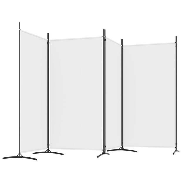 The Living Store Kamerscherm met 4 panelen 346x180 cm stof wit - Kamerscherm