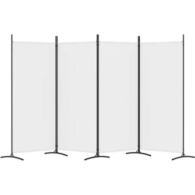 The Living Store Kamerscherm met 4 panelen 346x180 cm stof wit - Kamerscherm