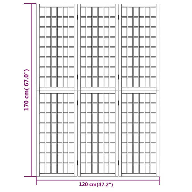 vidaXL Kamerscherm inklapbaar 3 panelen Japanse stijl 120x170 cm