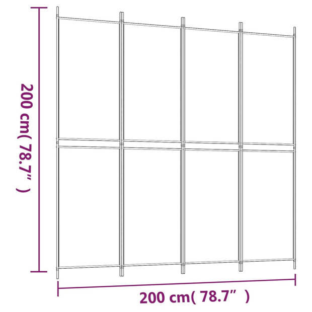 vidaXL Kamerscherm met 4 panelen 200x200 cm stof zwart