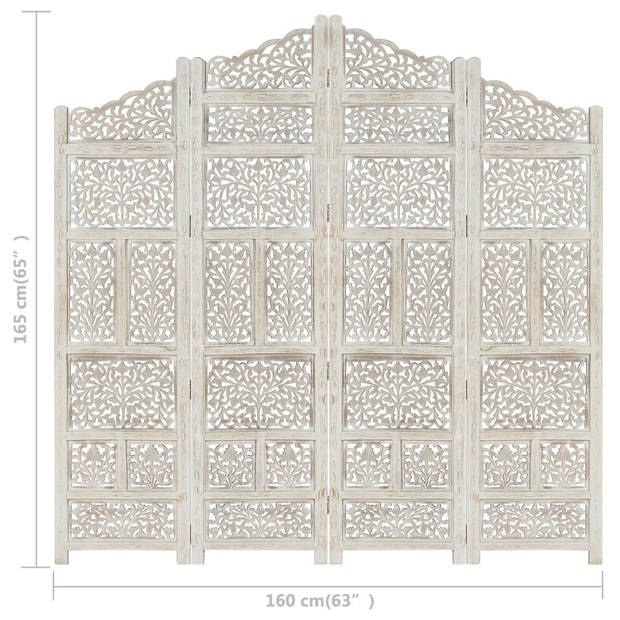 The Living Store Kamerscherm - Handgesneden - MDF/massief mangohout - 160 x 165 cm