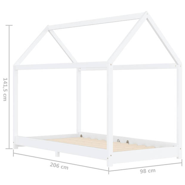 vidaXL Kinderbedframe massief grenenhout wit 90x200 cm