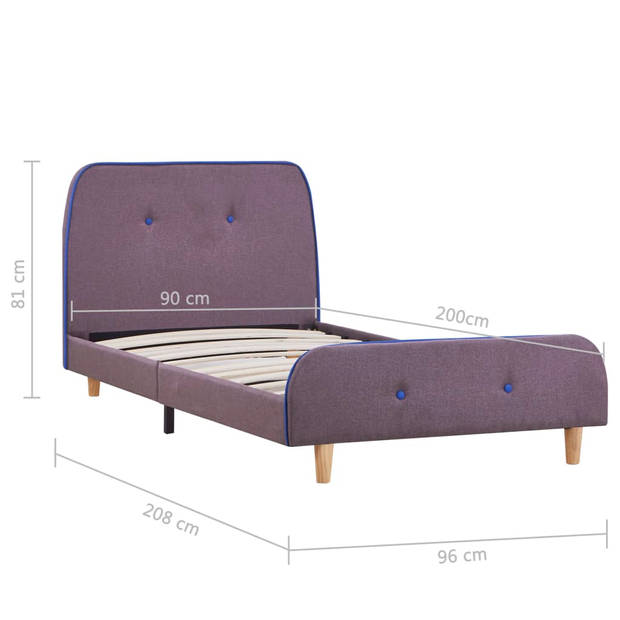 vidaXL Bedframe stof taupe 90x200 cm