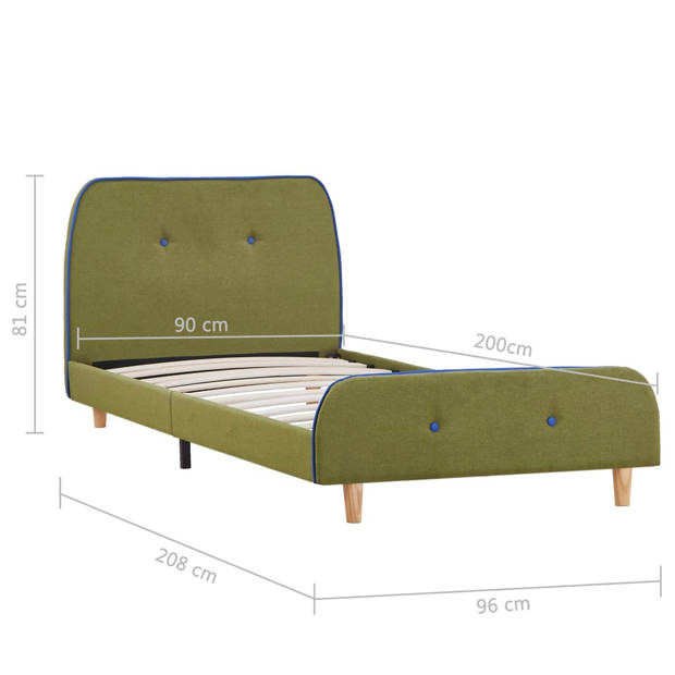 vidaXL Bedframe stof groen 90x200 cm