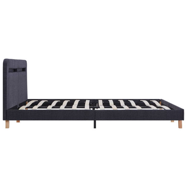 vidaXL Bedframe met LED stof donkergrijs 180x200 cm