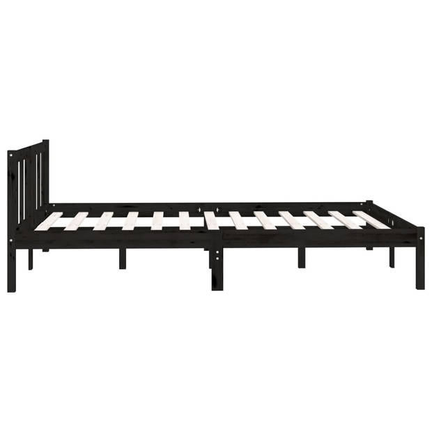 vidaXL Bedframe massief grenenhout zwart 140x190 cm