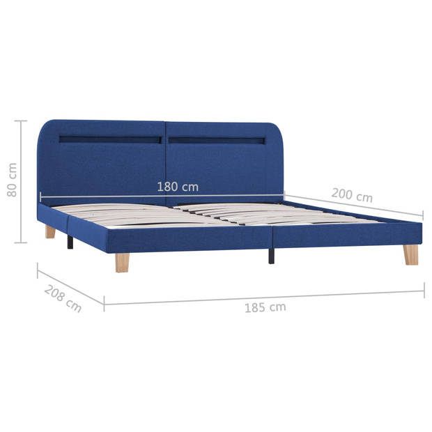 vidaXL Bedframe met LED stof blauw 180x200 cm