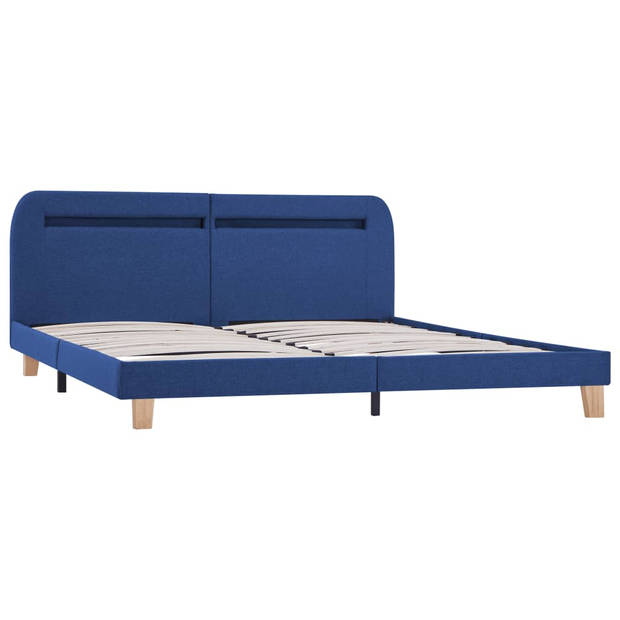 vidaXL Bedframe met LED stof blauw 180x200 cm