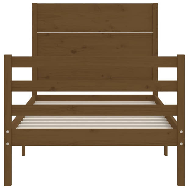 vidaXL Bedframe met hoofdbord massief hout honingbruin 90x200 cm