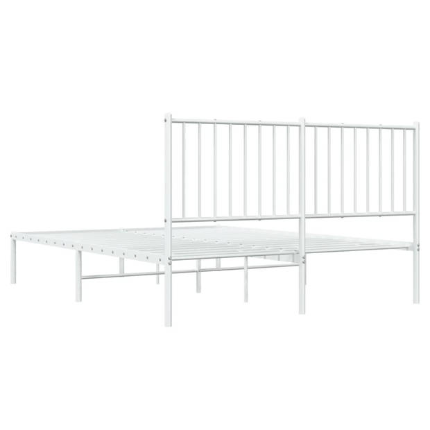 vidaXL Bedframe met hoofdbord metaal wit 135x190 cm