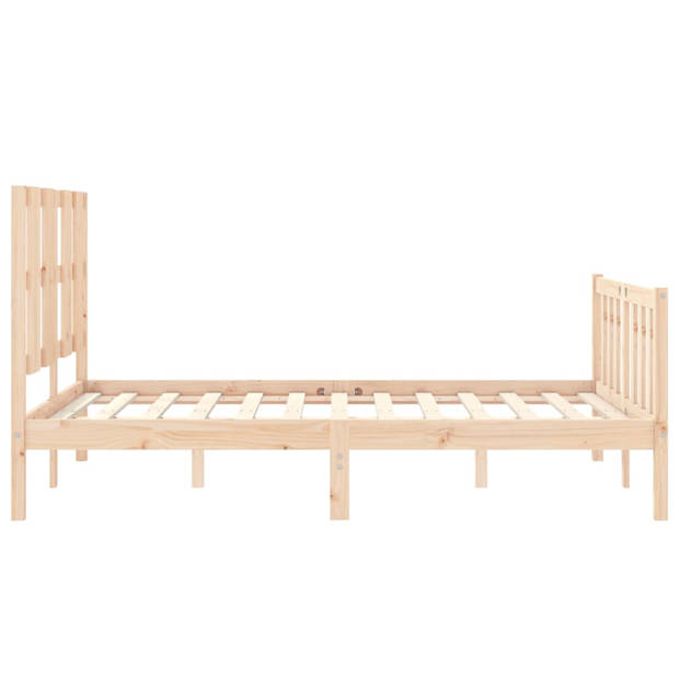 vidaXL Bedframe met hoofdbord massief hout 140x190 cm