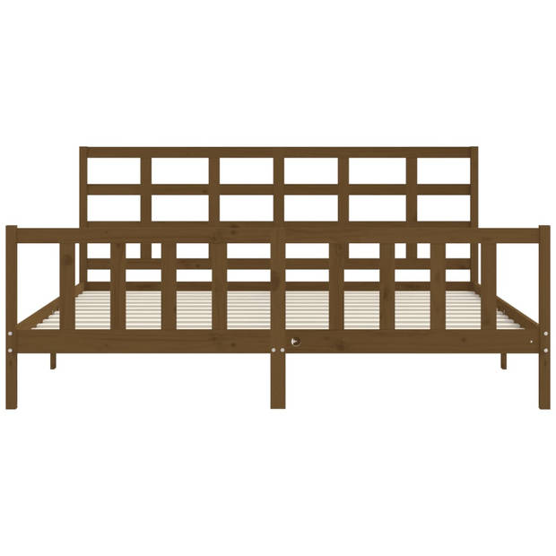 vidaXL Bedframe met hoofdbord massief hout honingbruin 200x200 cm