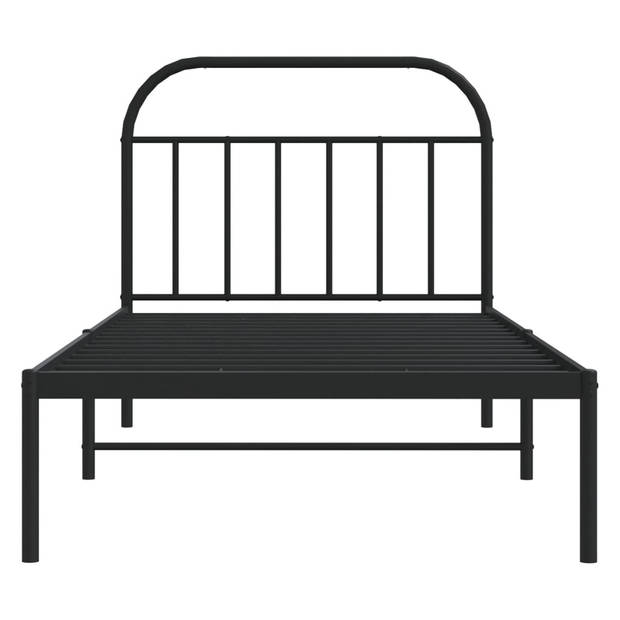 vidaXL Bedframe met hoofdbord metaal zwart 100x190 cm