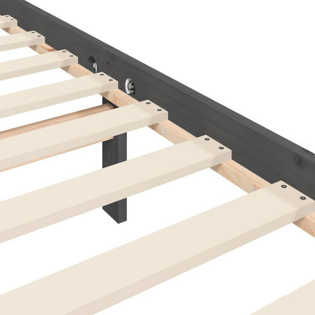 vidaXL Bedframe met hoofdbord massief hout grijs 200x200 cm