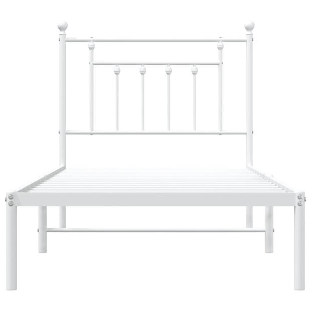 vidaXL Bedframe met hoofdbord metaal wit 80x200 cm