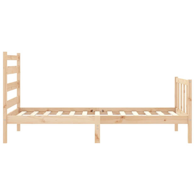 vidaXL Bedframe met hoofdbord massief hout 90x200 cm