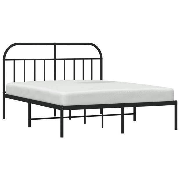 vidaXL Bedframe met hoofdbord metaal zwart 140x190 cm