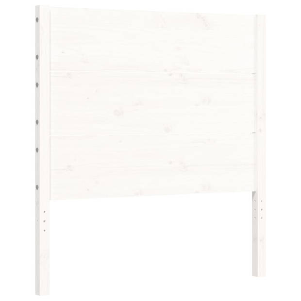 vidaXL Bedframe met hoofdbord massief hout wit