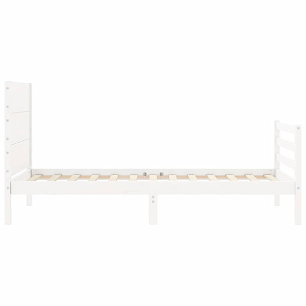 vidaXL Bedframe met hoofdbord massief hout wit