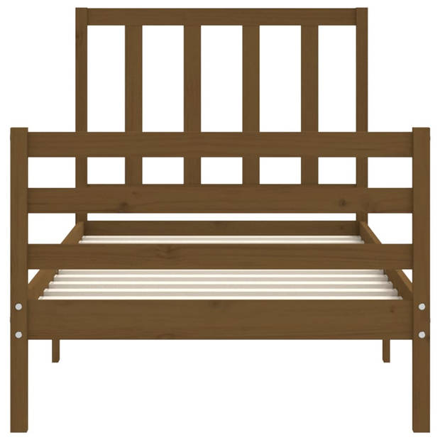 vidaXL Bedframe met hoofdbord massief hout honingbruin 90x200 cm