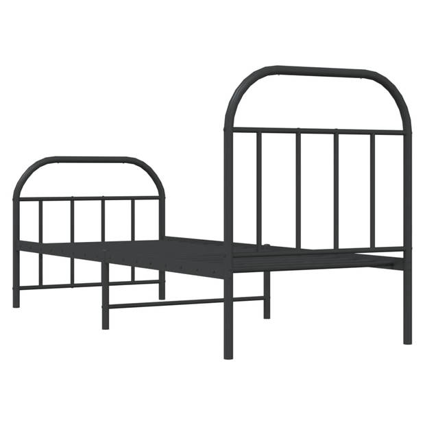 vidaXL Bedframe met hoofd- en voeteneinde metaal zwart 75x190 cm