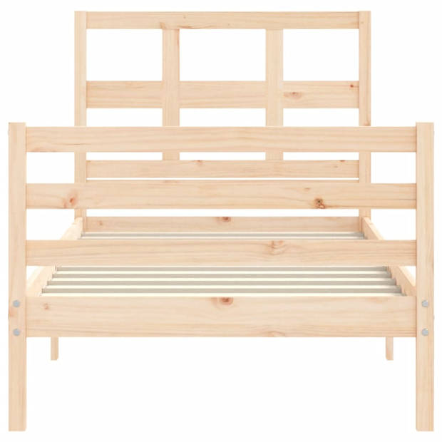 vidaXL Bedframe met hoofdbord massief hout 90x200 cm