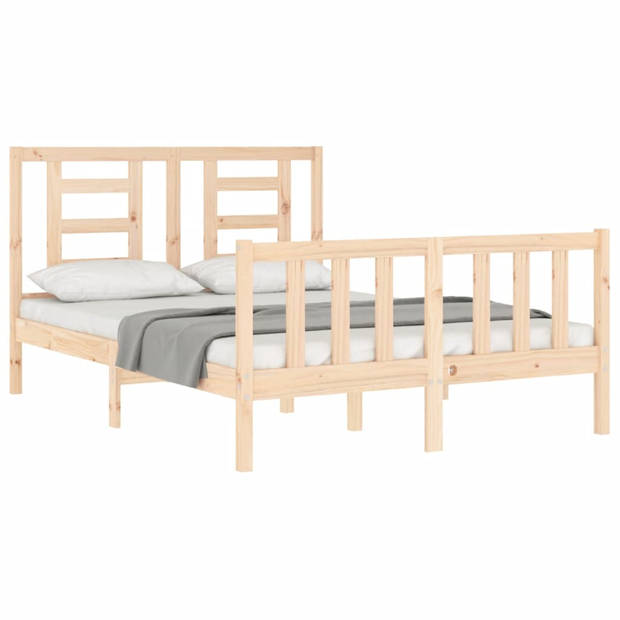 vidaXL Bedframe met hoofdbord massief hout 140x190 cm