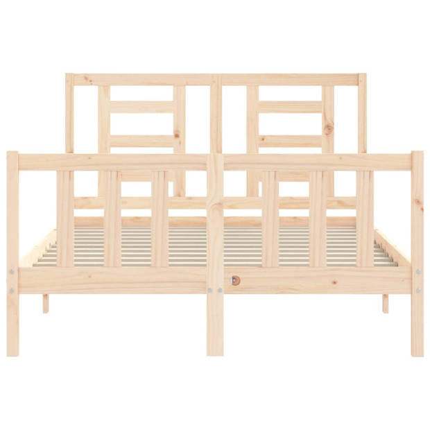 vidaXL Bedframe met hoofdbord massief hout 140x190 cm