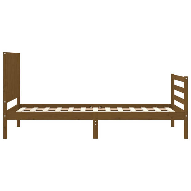 vidaXL Bedframe met hoofdbord massief hout honingbruin 90x200 cm