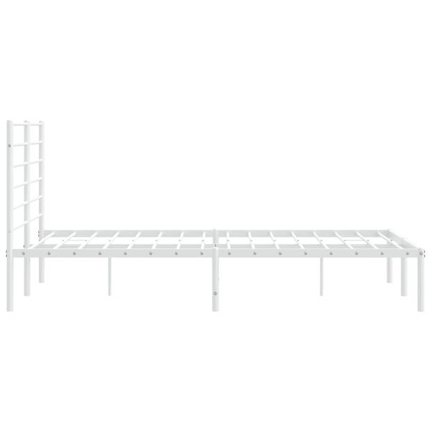 vidaXL Bedframe met hoofdbord metaal wit 135x190 cm