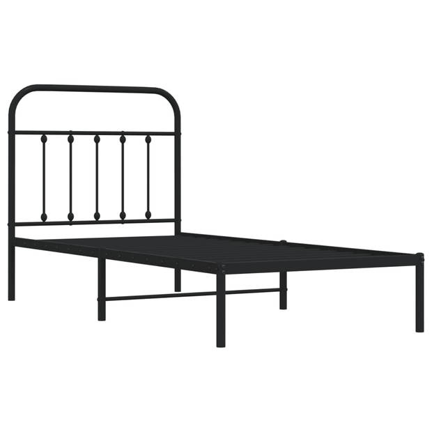 vidaXL Bedframe met hoofdbord metaal zwart 90x200 cm