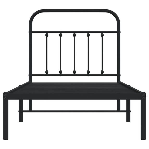 vidaXL Bedframe met hoofdbord metaal zwart 90x200 cm