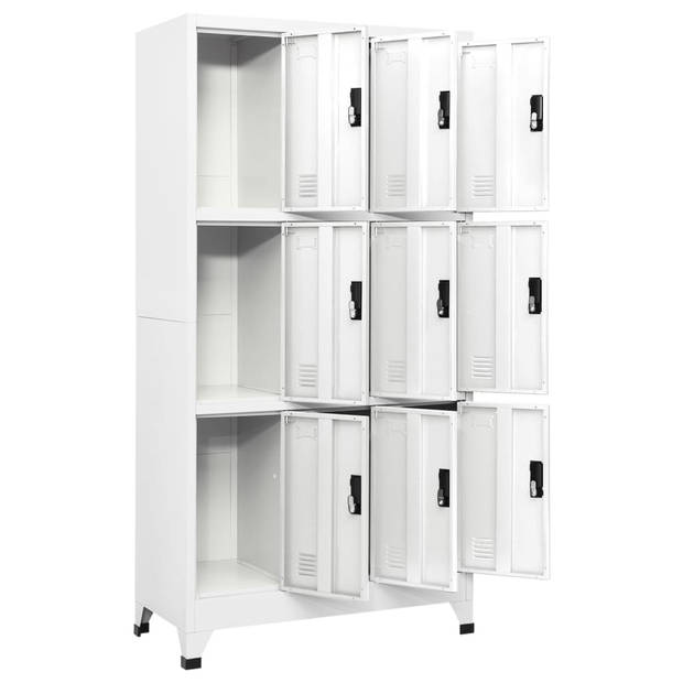 The Living Store Lockerkast - Staal - 90x45x180 cm - 9 afsluitbare deuren