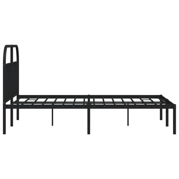 vidaXL Bedframe met hoofdbord metaal zwart 140x190 cm