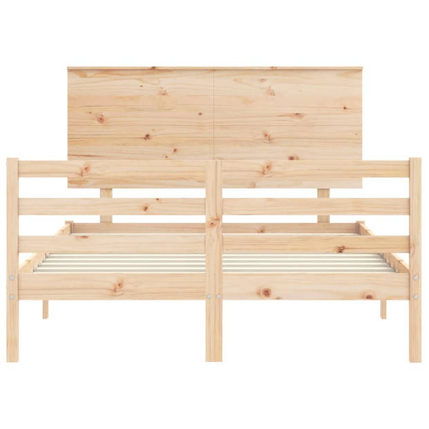 vidaXL Bedframe met hoofdbord massief hout 120x200 cm