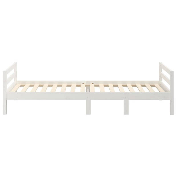 vidaXL Bedframe zonder matras massief grenenhout wit 75x190 cm