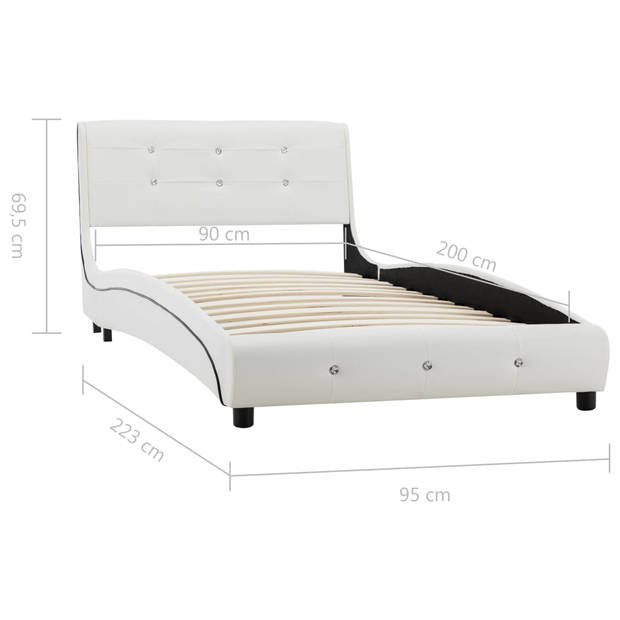 vidaXL Bedframe kunstleer wit 90x200 cm