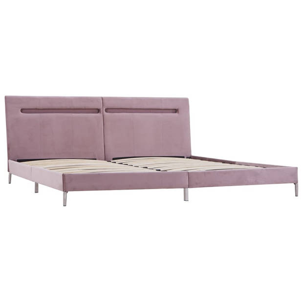 vidaXL Bedframe met LED stof roze 180x200 cm