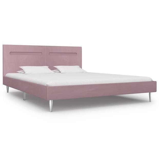 vidaXL Bedframe met LED stof roze 180x200 cm