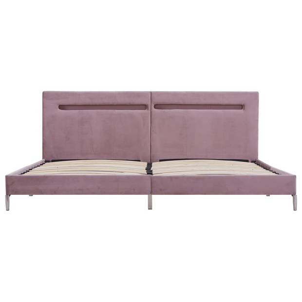 vidaXL Bedframe met LED stof roze 180x200 cm