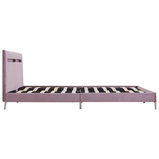 vidaXL Bedframe met LED stof roze 180x200 cm