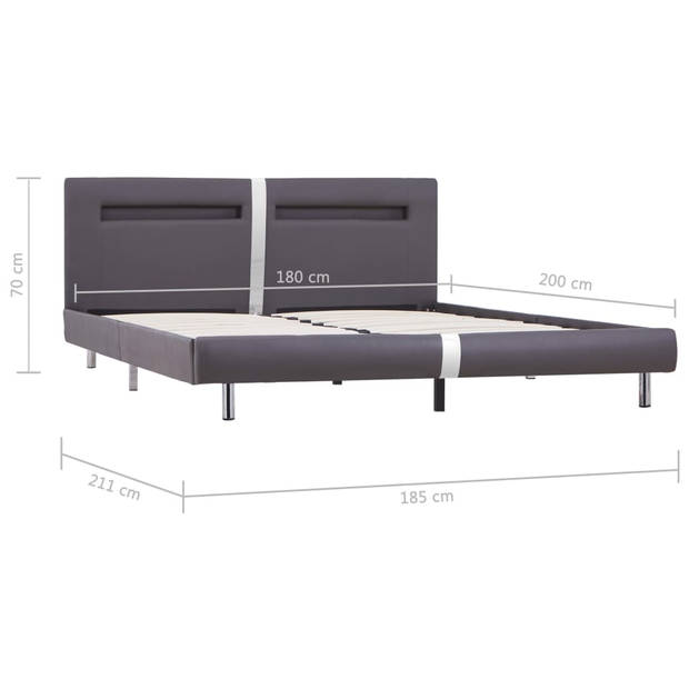 vidaXL Bedframe met LED kunstleer grijs 180x200 cm