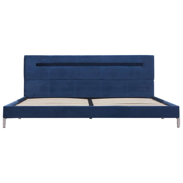 vidaXL Bedframe met LED stof blauw 180x200 cm