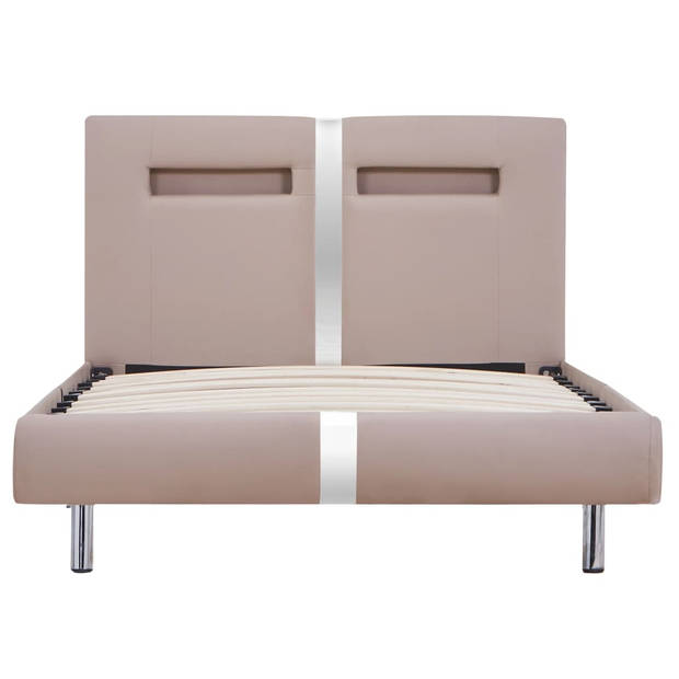 vidaXL Bedframe met LED kunstleer cappuccino 90x200 cm