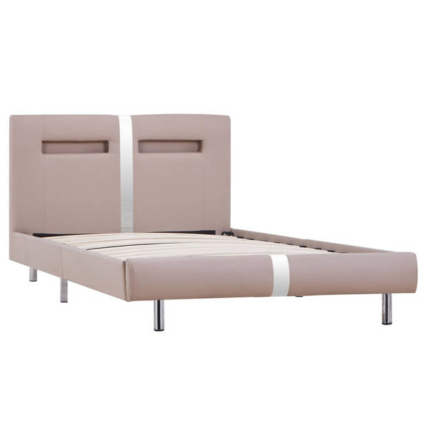 vidaXL Bedframe met LED kunstleer cappuccino 90x200 cm