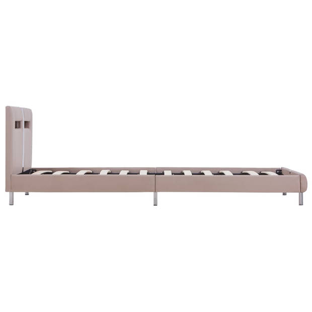 vidaXL Bedframe met LED kunstleer cappuccino 90x200 cm