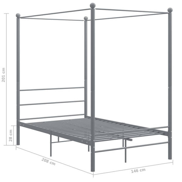 vidaXL Hemelbedframe metaal grijs 140x200 cm