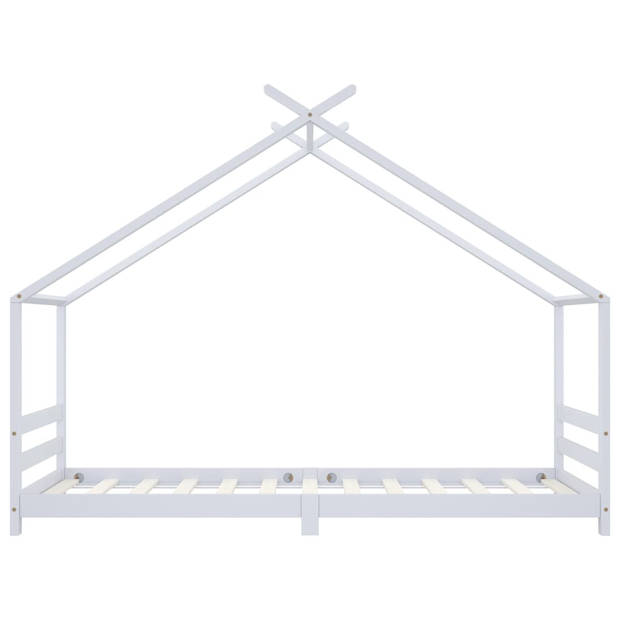 vidaXL Kinderbedframe massief grenenhout wit 90x200 cm