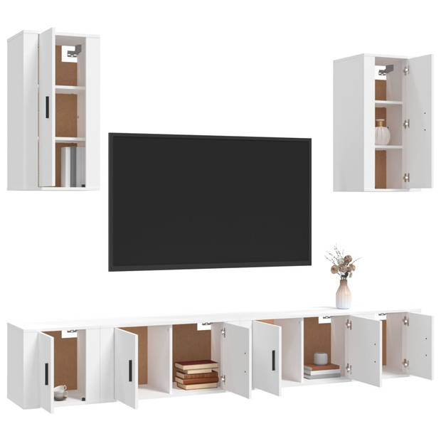 The Living Store TV-Meubelset - Klassiek - Wit - 2x 80 x 34.5 x 40 cm / 2x 40 x 34.5 x 40 cm / 2x 40 x 34.5 x 80 cm