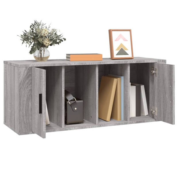 The Living Store TV-meubel - Trendy - TV-meubel - 100 x 35 x 40 cm - Grijs sonoma eiken